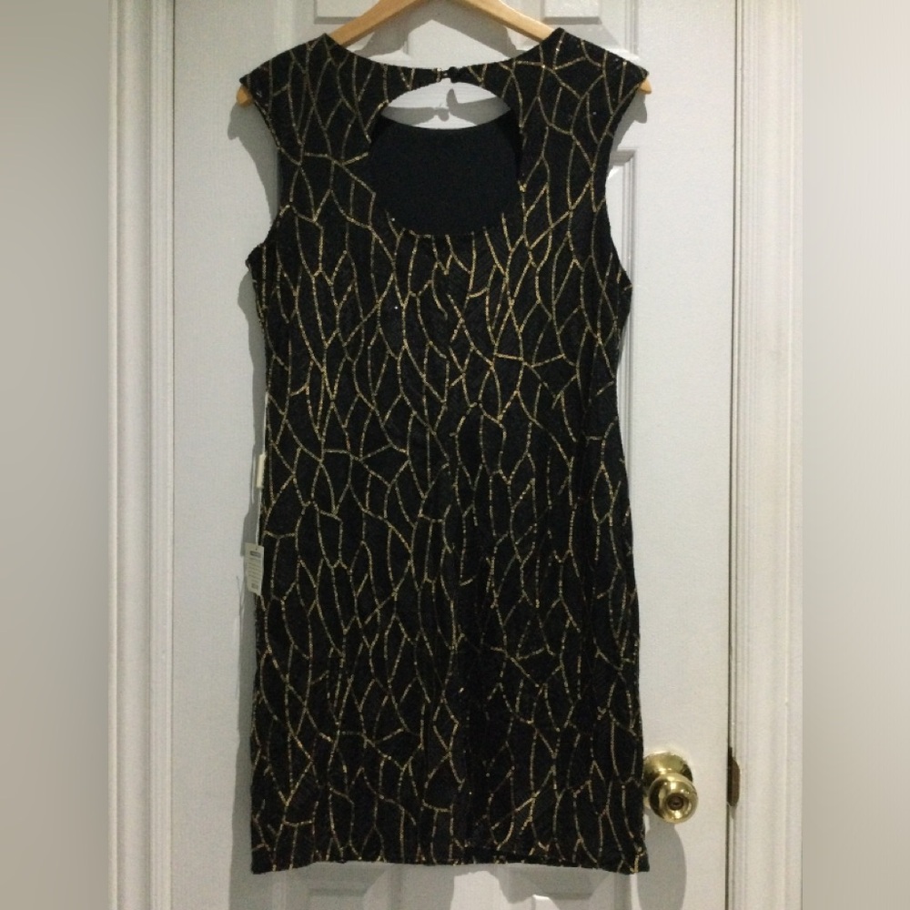 BNWT Jessica Black And Gold Sequin Dress - Picture 6 of 6